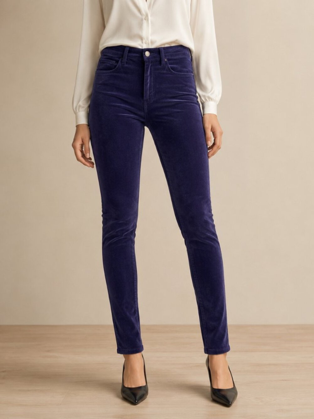 L’AGENCE Marguerite Purple Velvet High-Rise Skinny Jeans Size 23
